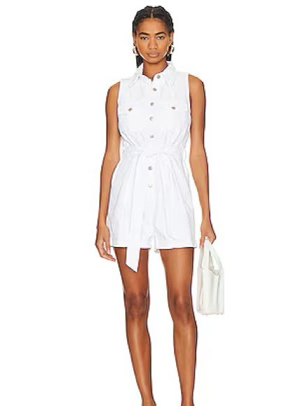 Greyson White Denim Button Down Romper